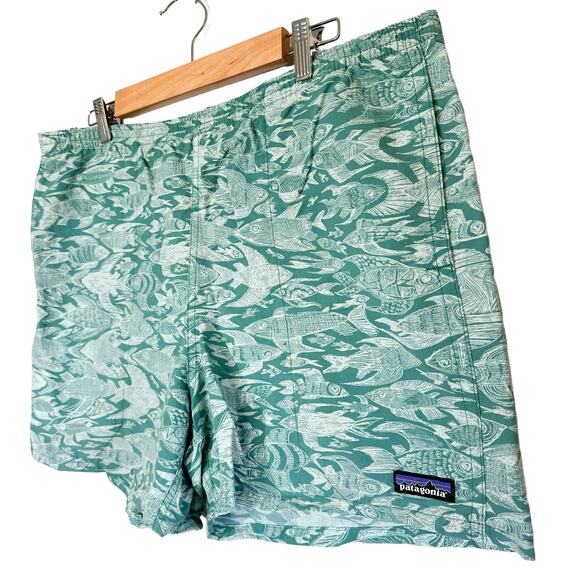 Patagonia 5" Baggies Shorts Sketchy Fish Gem Green Medium (L / XL Fit: See Note) - Picture 3 of 14